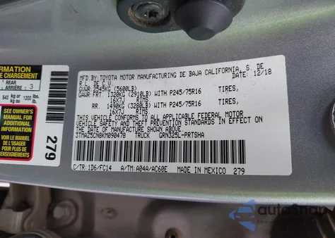 2019 Toyota Tacoma Sr5 V6 from USA, damaged, VIN 3TMAZ5CN8KM090478